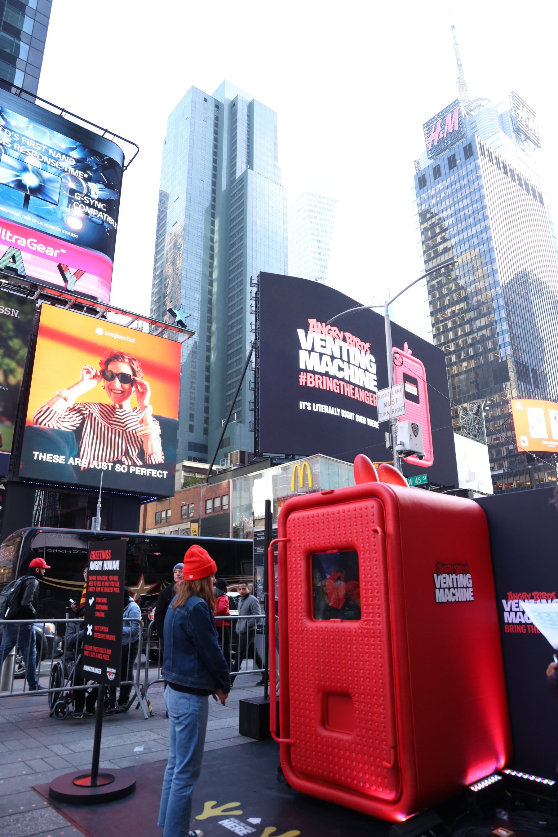 Angry Birds venting machine — public activation photography