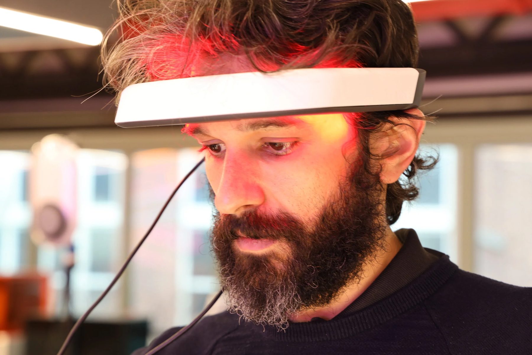 TREV neuro-wellness headset — lifestyle photography