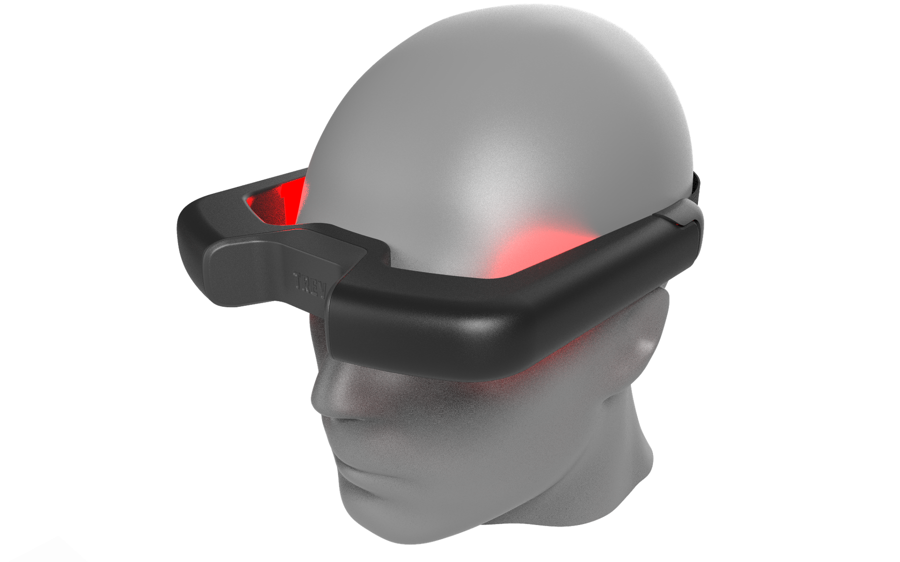 TREV neuro-wellness headset refined concept C3 — front profile industrial design